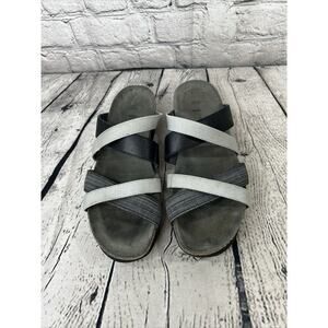 NAOT Women’s Roxanna Sandal Size 39 L8 Strappy Slip On Black Grey Wedge